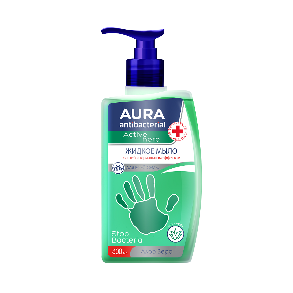 Aura жидкое мыло для всей семьи с антибактериальным эффектом с алоэ вера antibacterial 300 мл