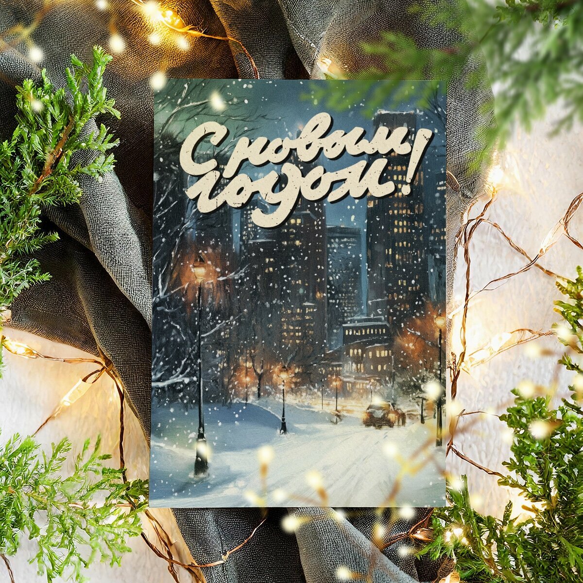 Новогодние винтажные открытки, Поздравительная открытка с Новым Годом , красивые яркие принты, формат А5