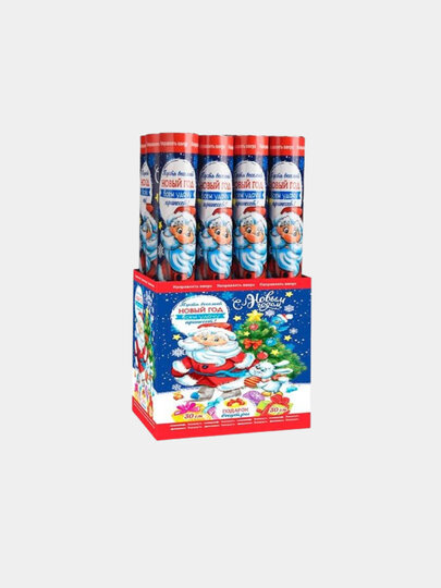 Новогодняя хлопушка, при активации из хлопушки вылетают яркие элементы декора 30 см