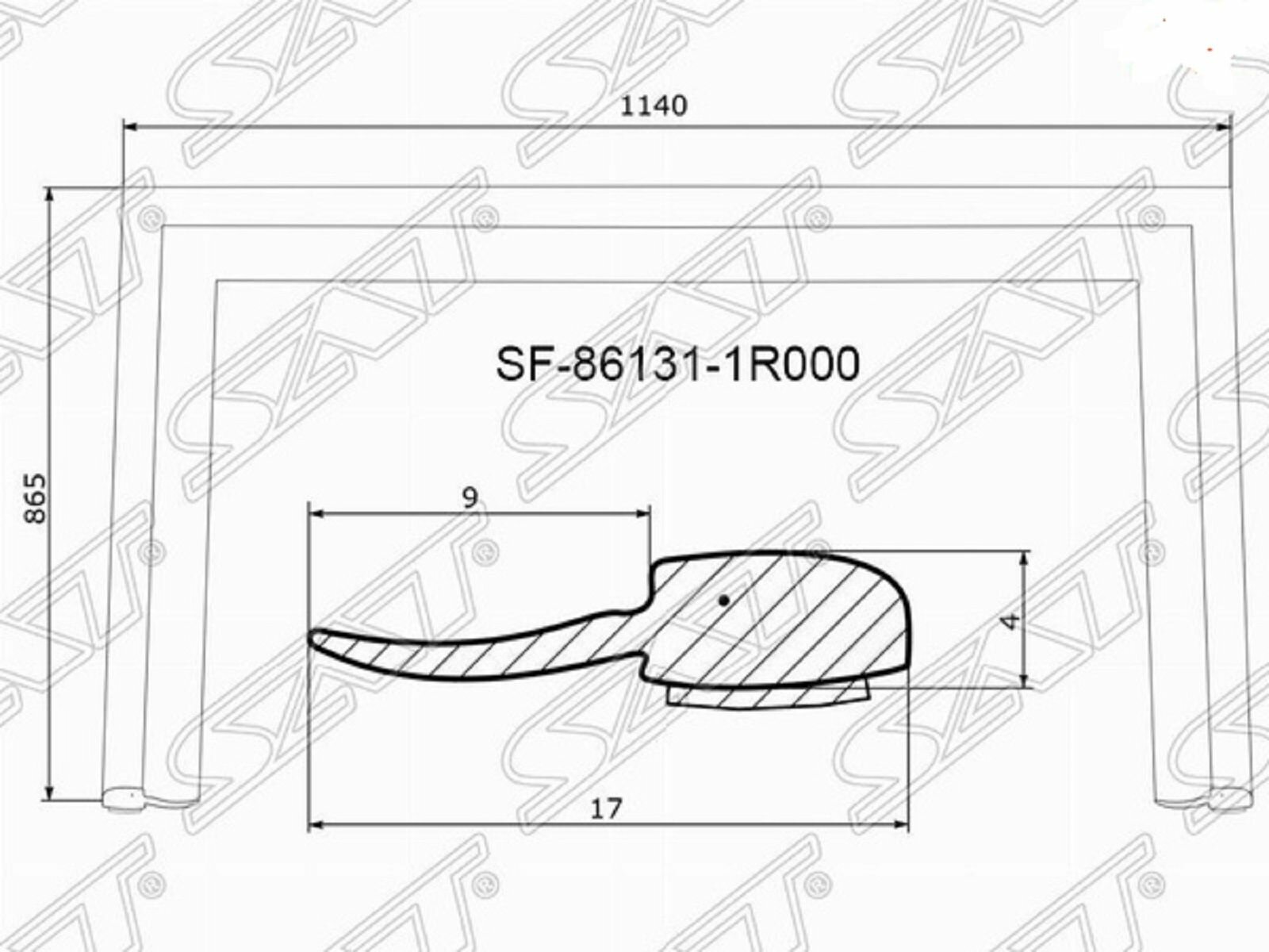 Молдинг лобового стекла (П-образный) Hyundai Solaris 10-17