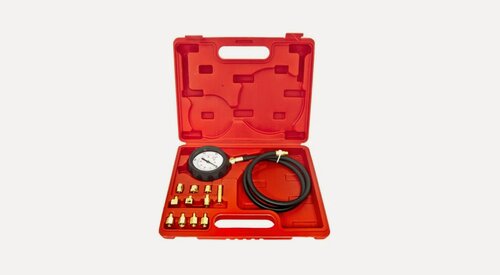 Изображение товара Тестер давления масла эврика ER-86311 в наборе с резьбовыми адаптерами 12пр.0-28bar в кейсе