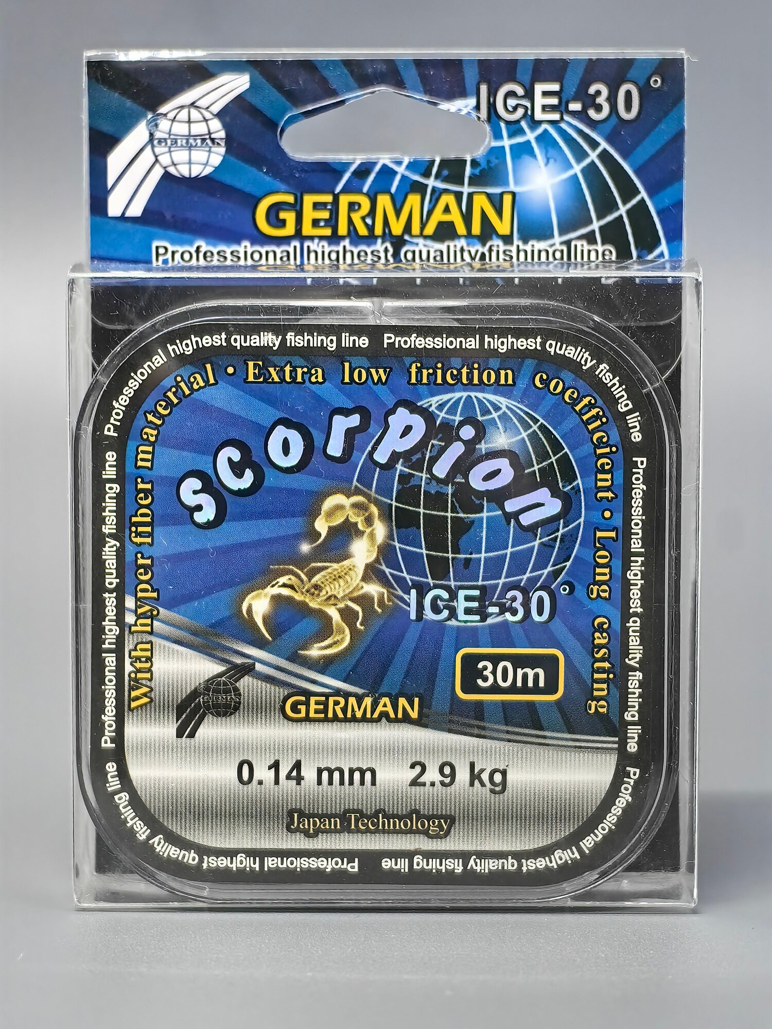 Леска зимняя German "ICE SCORPION" 30 м / 0,14 мм / 2.9 кг