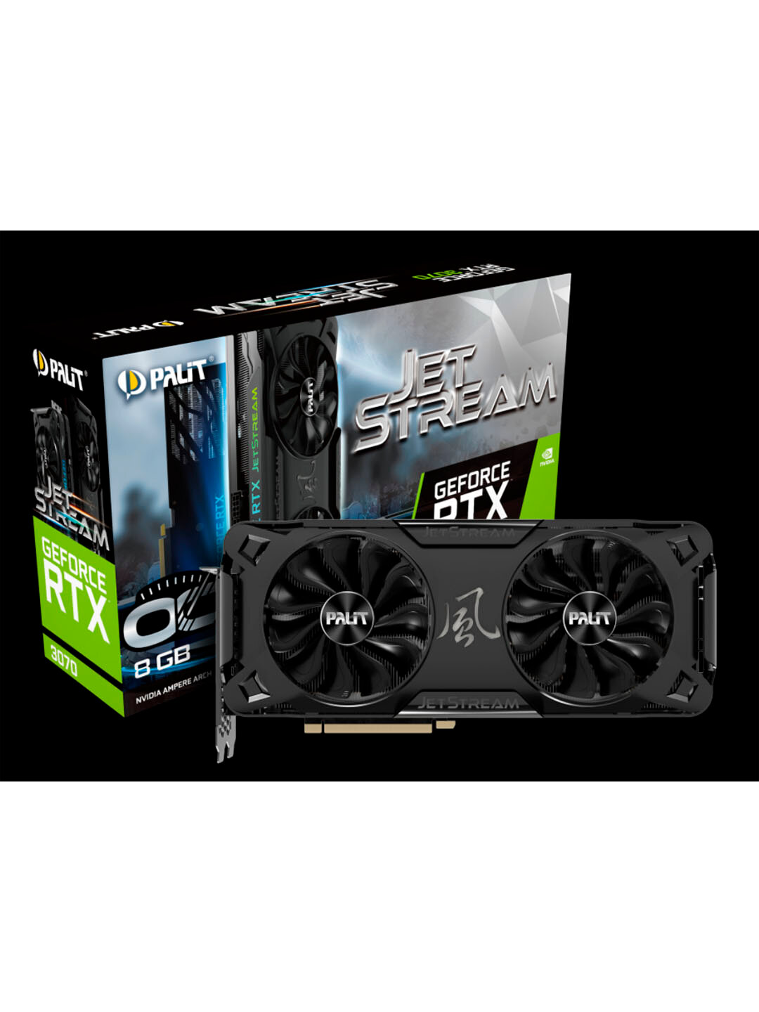 Видеокарта Palit GeForce RTX 3070 8ГБ JetStream OC, GDDR6, HDMI, 256 бит, 3-DP