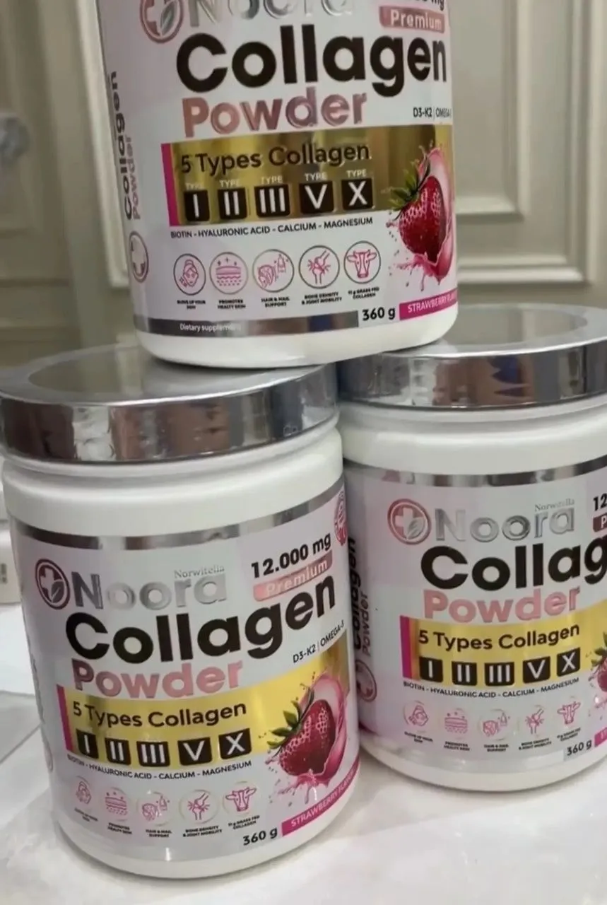 Noora Collagen Powder 5 типов коллагена + D3 K2 Омега, 360 г