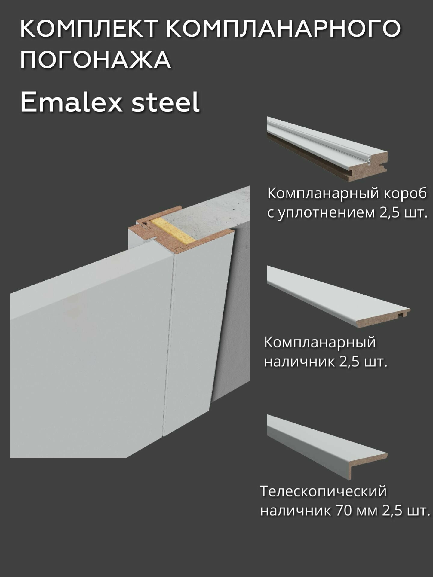 Комплект погонажа Эмалекс серый (компланарный)