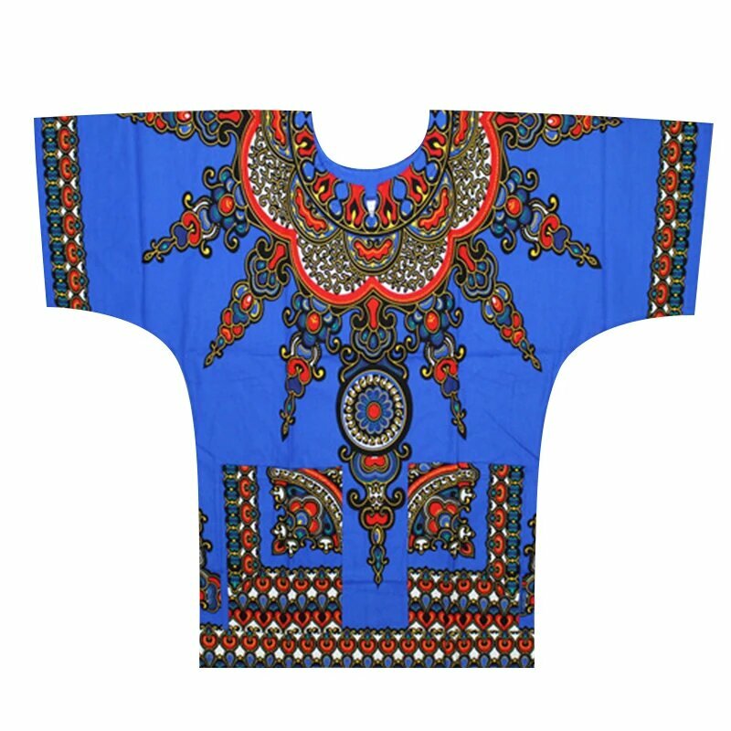 Африканская футболка Dashiki, синий, One Size