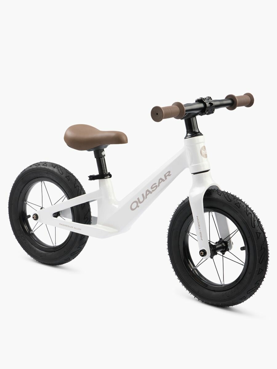 50072, Беговел детский QUASAR Happy Baby, беговел от 3 лет для мальчиков и девочек, двухколесный велобег, белый