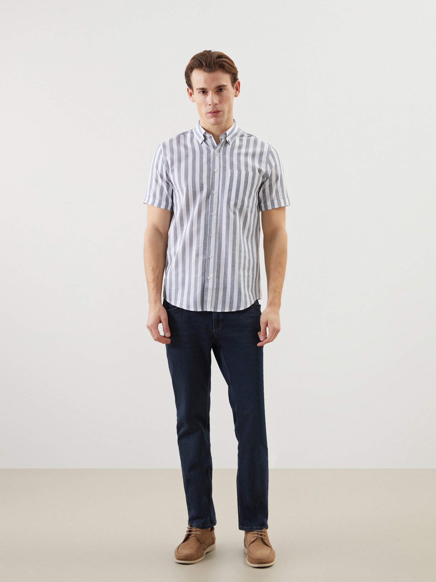 Рубашка LC Waikiki, размер XL, navy striped — фото 1