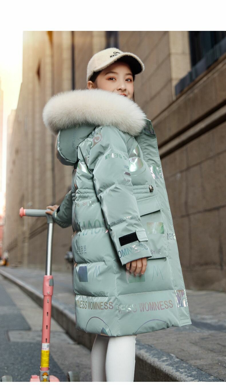 Пуховик, размер 130, зеленый — фото 1