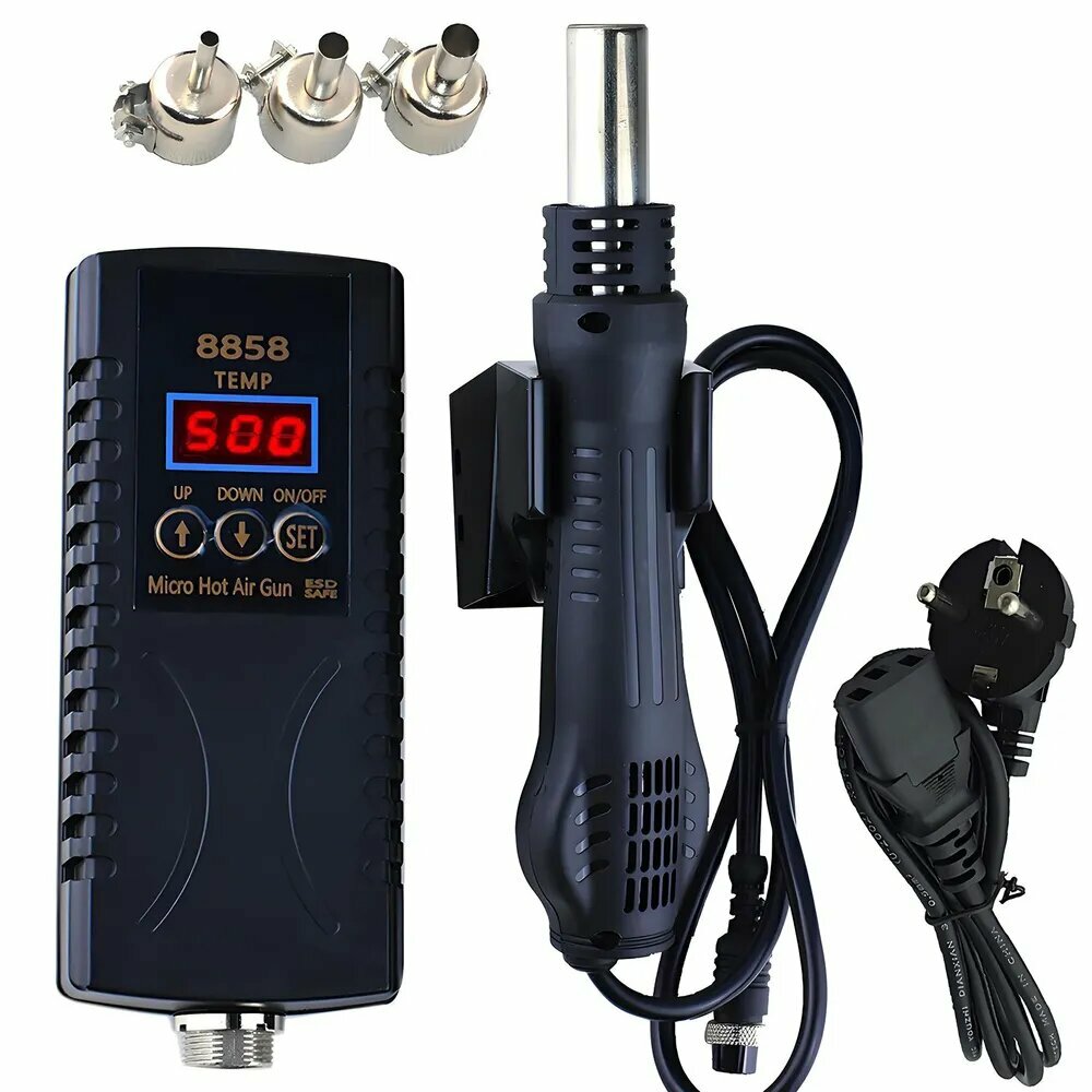 Паяльная станция 8858 Micro: светодиодный термофен и цифровой фен 700 Вт