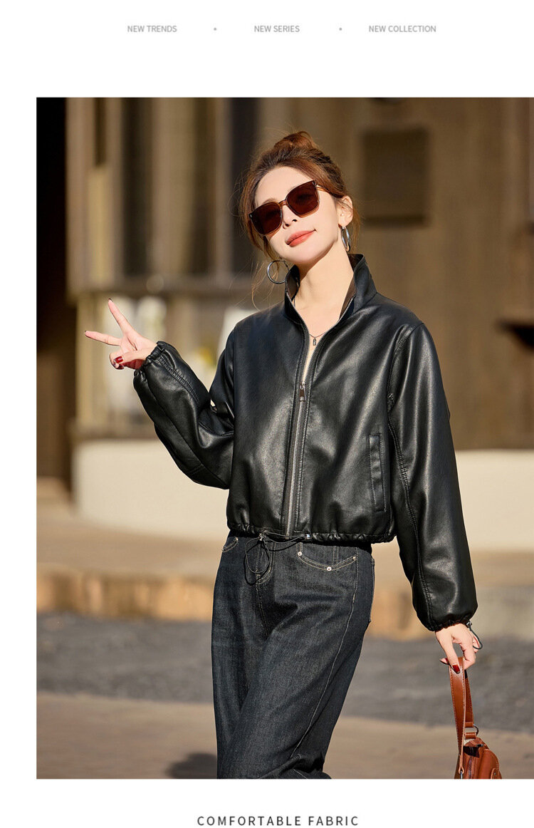 Куртка кожаная  размер M черный