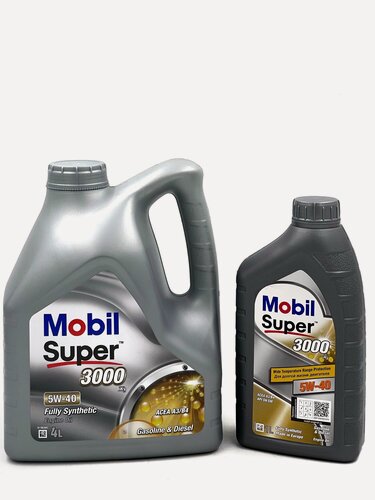 Изображение товара Комплект моторного масла Mobil Super 3000 x1 5w-40 A3/B4, 4 литра + 1 литр, синт, 5 литров
