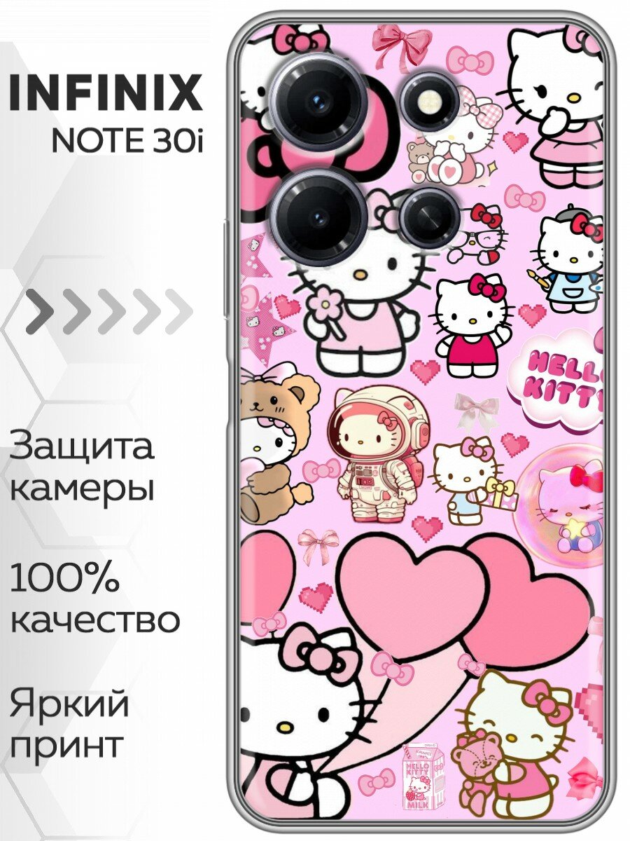 Чехол для Infinix Note 30i 4G с принтом Hello Kitty Хеллоу Китти на Инфиникс Нот 30i 4G