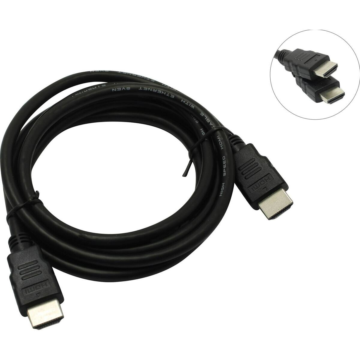Кабель SVEN HDMI - HDMI, длина 1.8 м, 1 шт, черный, Поддержка 4K (скорость 60 кадр/ сек)