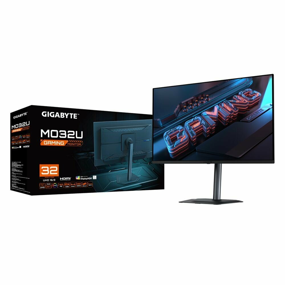 Gigabyte Монитор 31.5" Gigabyte MO32U Black (31,5 " OLED, 3840 x 2160,165Hz, 2xHDMI 2.1, DP 1.4, 3xUSB 3.2, USB Type-C, 0,03 ms,178°/178°, 250 cd/m, 1,5 М:1 ) MO32U