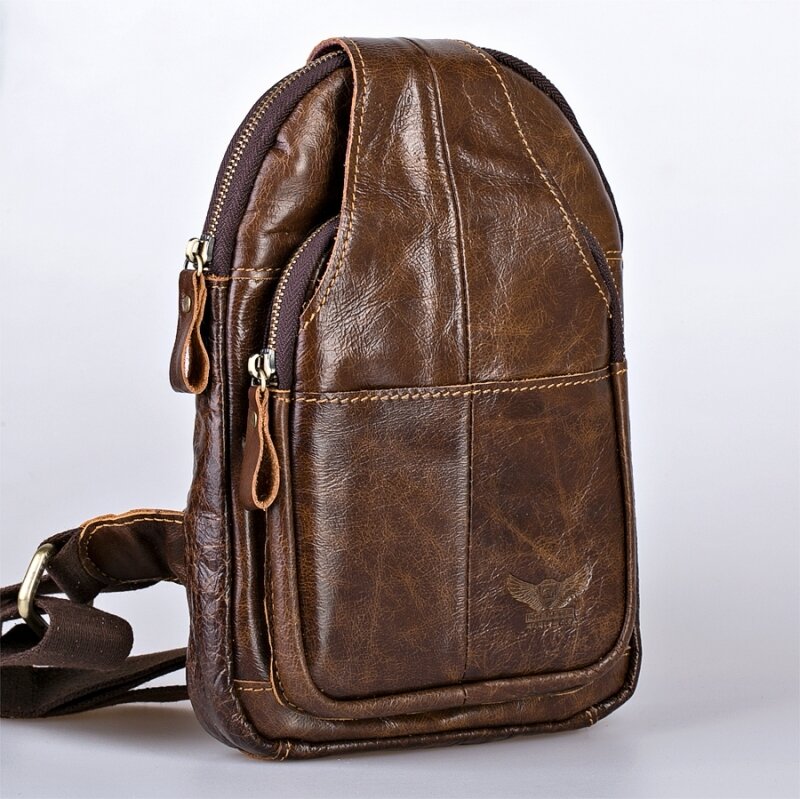 Рюкзак Poshete, городской стиль, мужской, одна лямка, коричневый