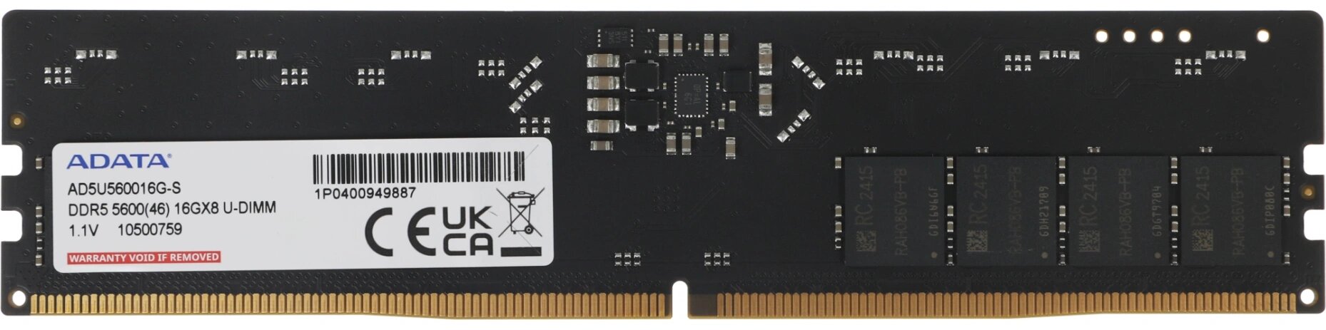 Оперативная память A-Data DDR5 - 16GB, 5600 МГц, DIMM, CL46, RTL (ad5u560016g-s)