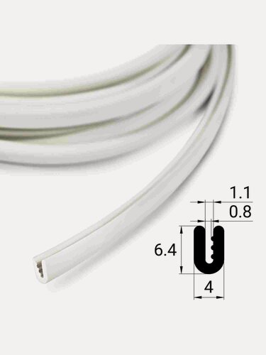 Изображение товара Уплотнитель П-образный / U-образный резиновый «belais» (10 метров, белый) belais #23138