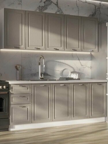 Изображение товара Кухонный гарнитур (Кухня) Антея 2.0 ясень крем софт + ясень крем софт МДФ т без столешницы 2000х460х2160 игни