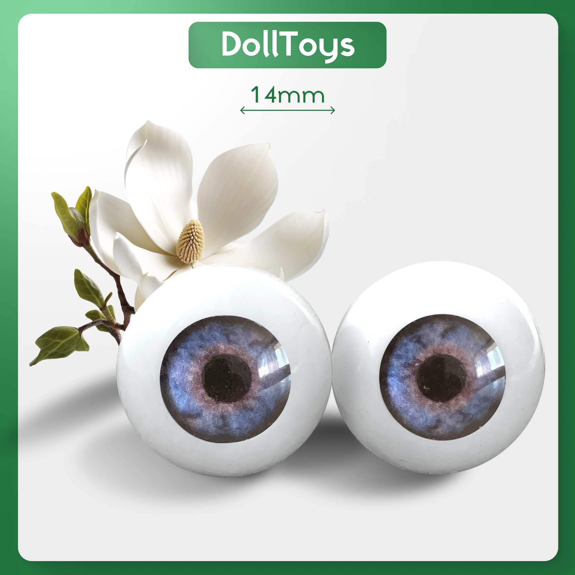 Глаза акриловые для кукол и игрушек круглые 14 мм, цвет голубой