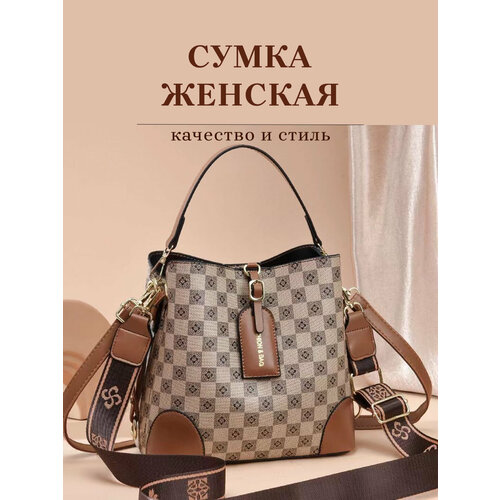 фото Сумка кросс-боди , фактура рельефная, бежевый/коричневый ollema