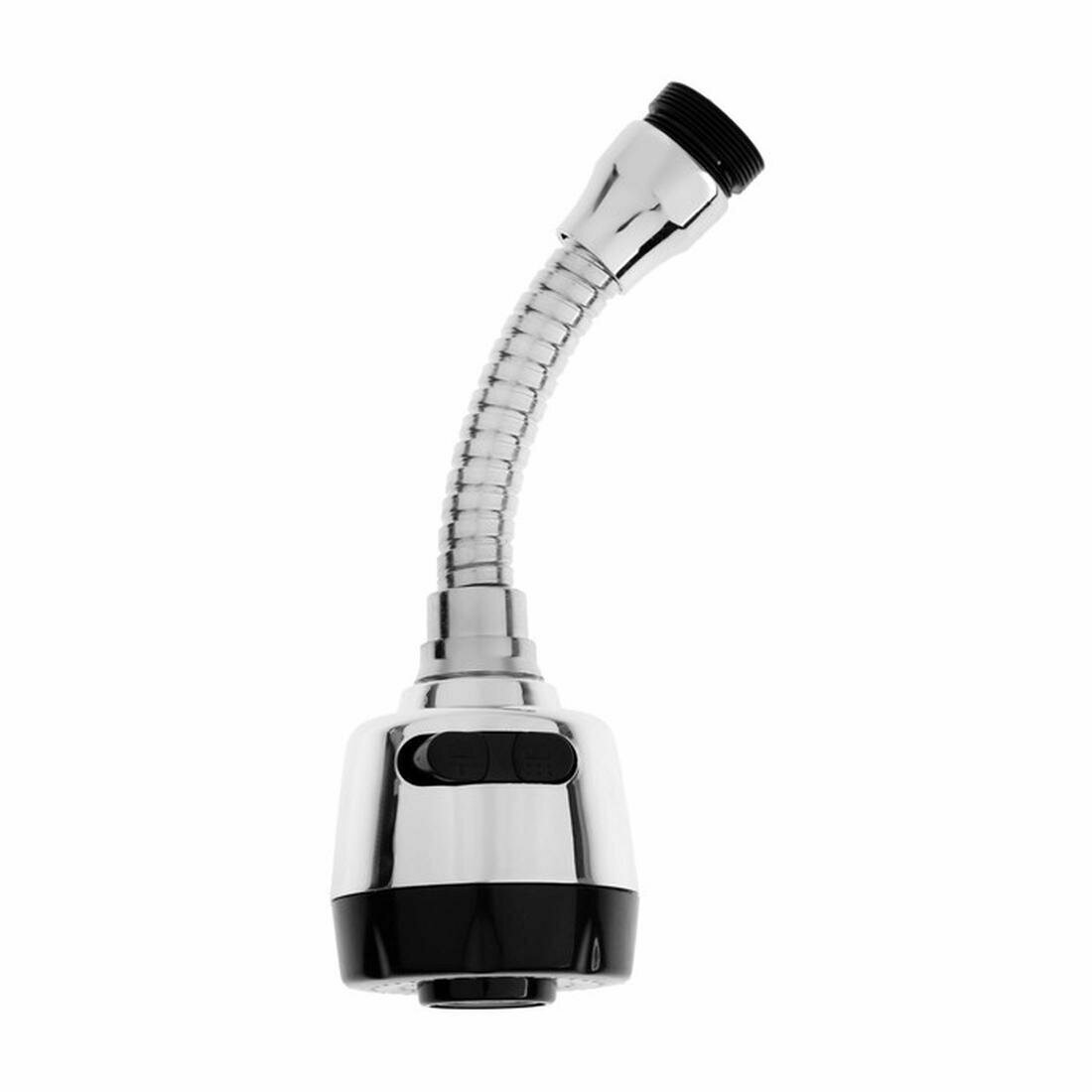Изображение Аэратор ZEIN, регулировка потока, на гибком шланге, 150 мм, 2 режима, пластик, хром/черный
