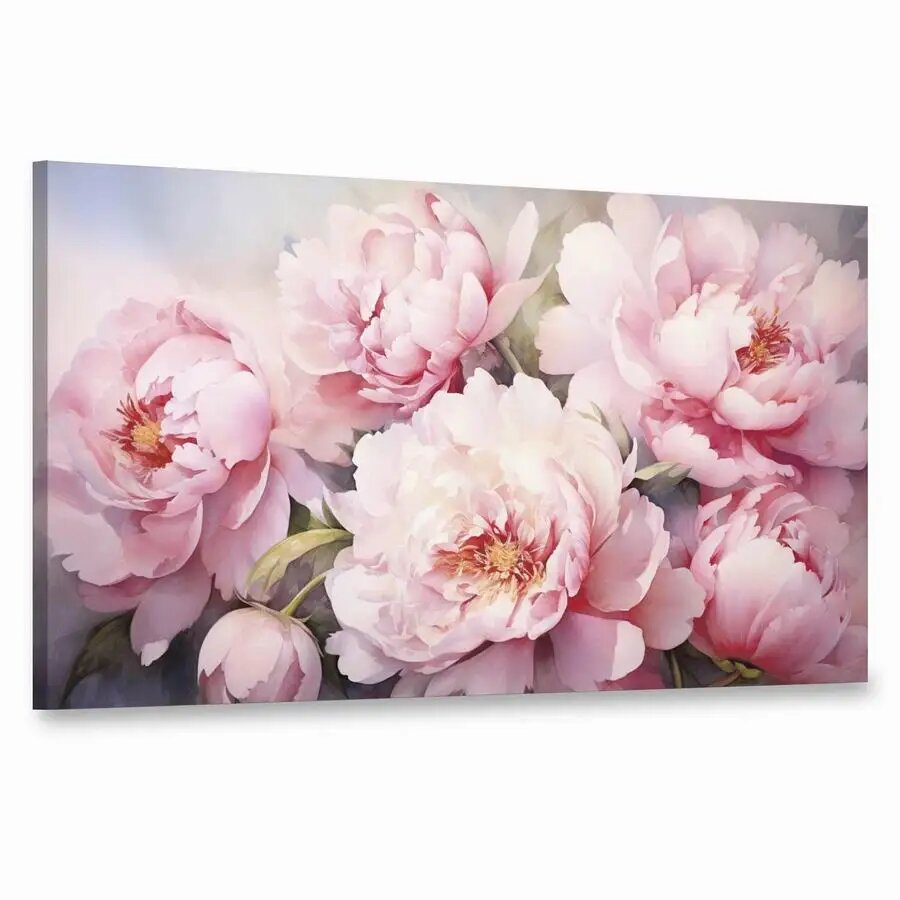 Алмазная картина Fullcang Цветущие розовые пионы Round 30x60cm Розовый