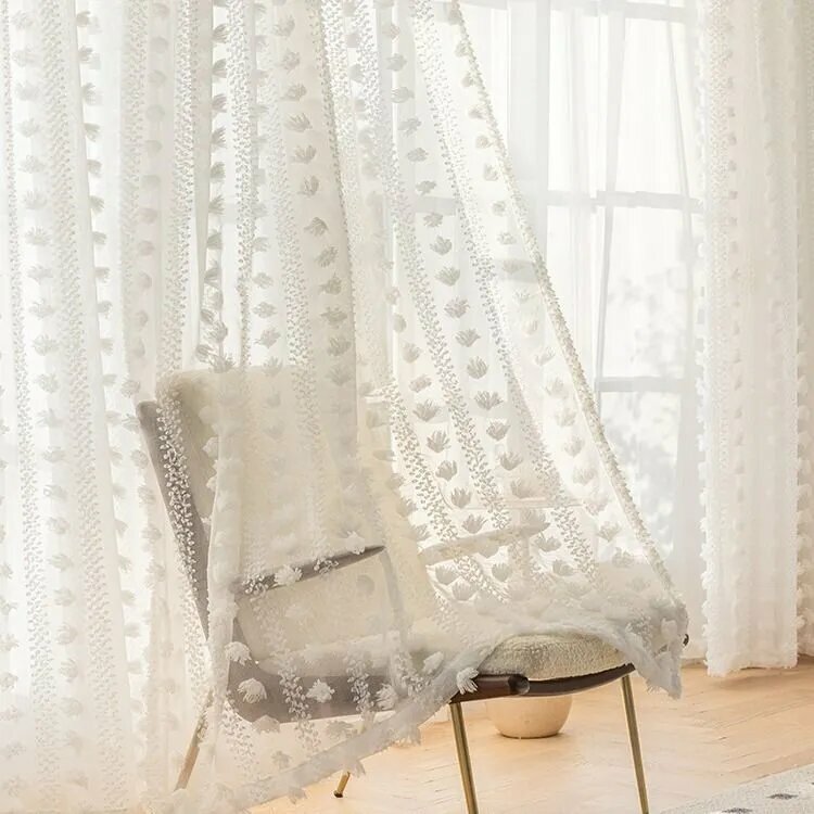 ROSNEK DECOR Тюль 132x241 см крепление Завязки, белый