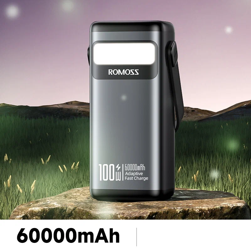 Портативный аккумулятор ROMOSS PMT60, 100 Вт, 60000 мАч, 2 разъема USB Type-С, 2 порта USB