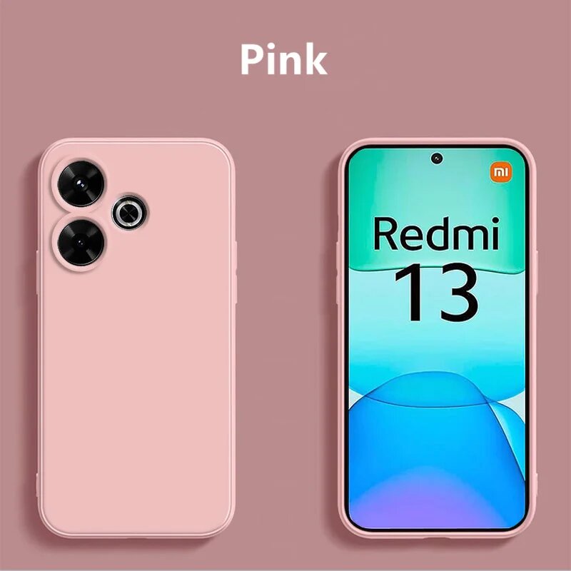 Чехол для Xiaomi Redmi 13, чехол для Xiaomi Redmi 13, мягкий защитный чехол из ТПУ для телефона, чехол с жидким корпусом для Xiaomi Redmi 13 4G, Розовый, For Redmi 13 4G