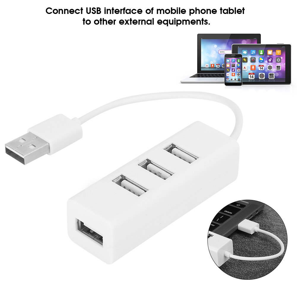 USB хаб 4 порта, OTG, с функцией plug and play, для подключения устройств