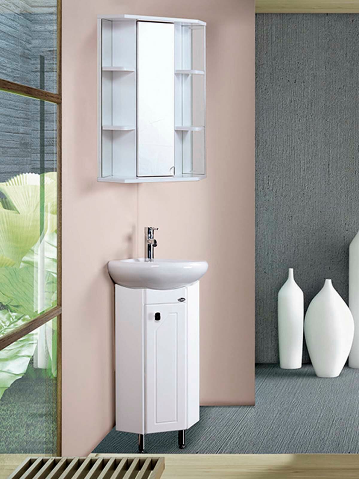 Тумба под раковину в ванную Onika Малютка 33 напольная, белая, угловая (ум. Радиан 33)