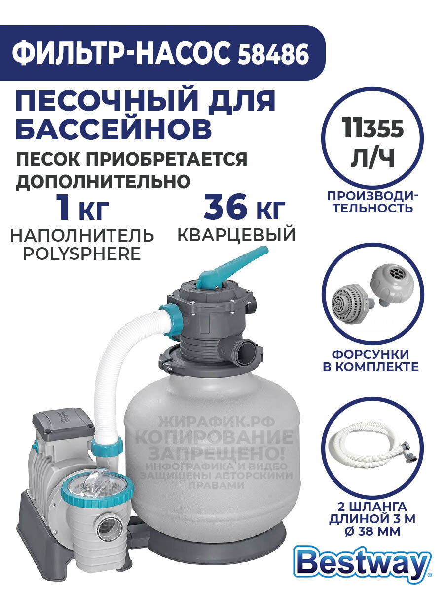 Песочный насос-фильтр BestWay 11355 л/ч 58486