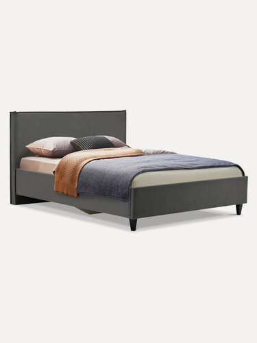 Изображение товара Двуспальная кровать Блэр 180х200 см, с подъемным механизмом и ящиком для белья, велюр серый