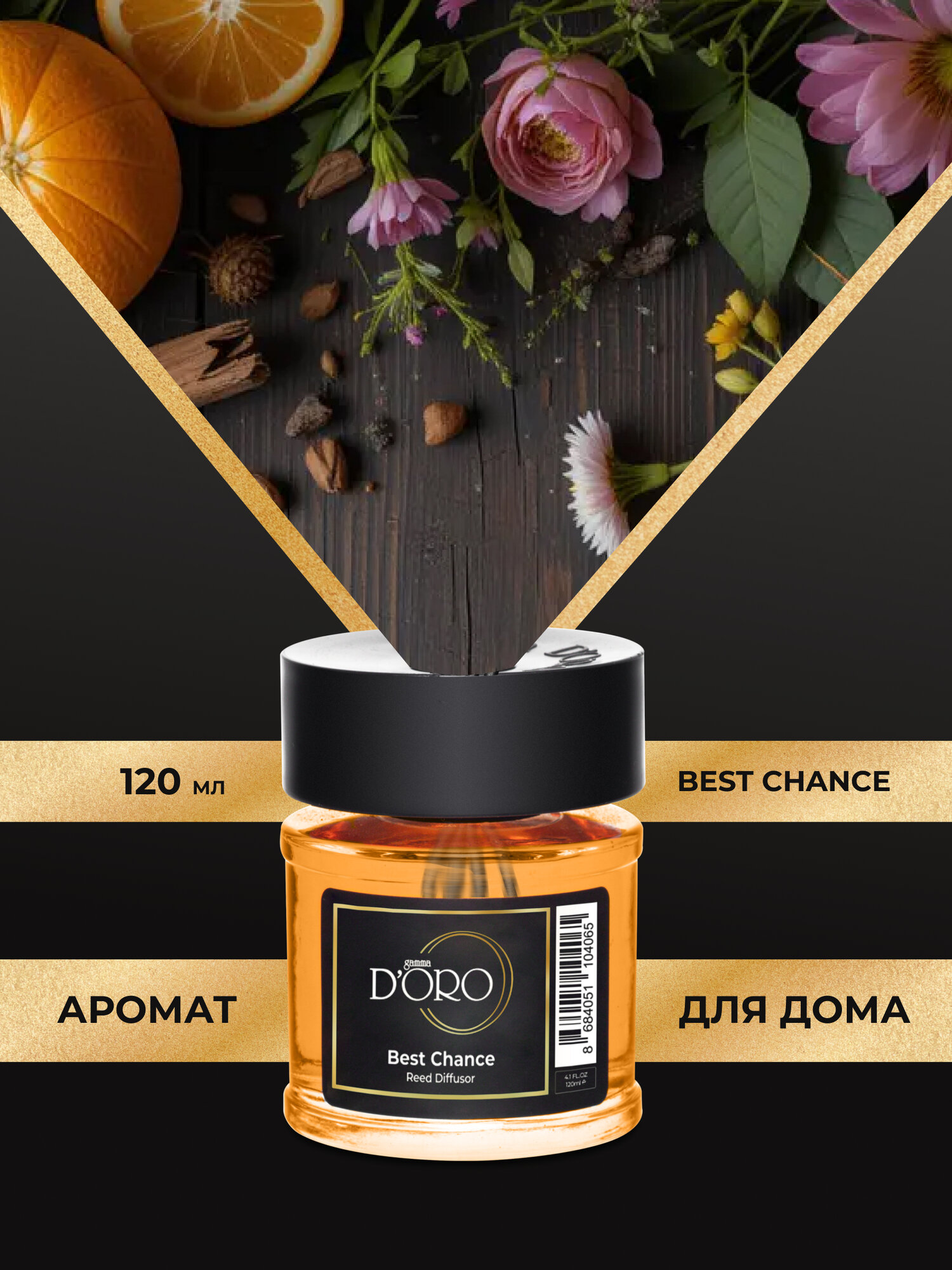 Диффузор для дома с палочками GAMMA D'ORO селективный аромат Best Chance 120 мл