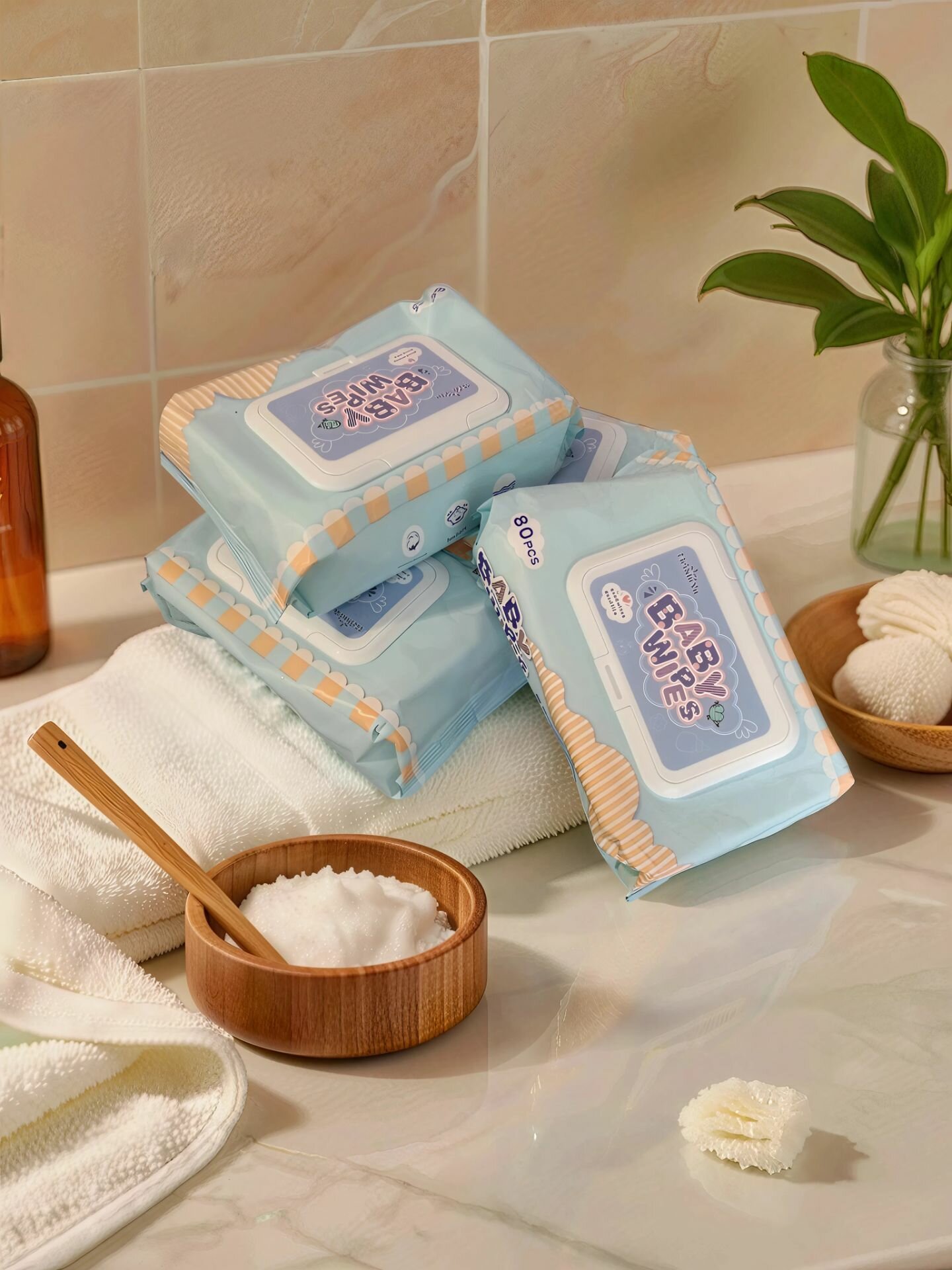 Влажные салфетки Baby Wipes 320 шт, для новорожденных, гипоаллергенные, без запаха, сбалансированный PH