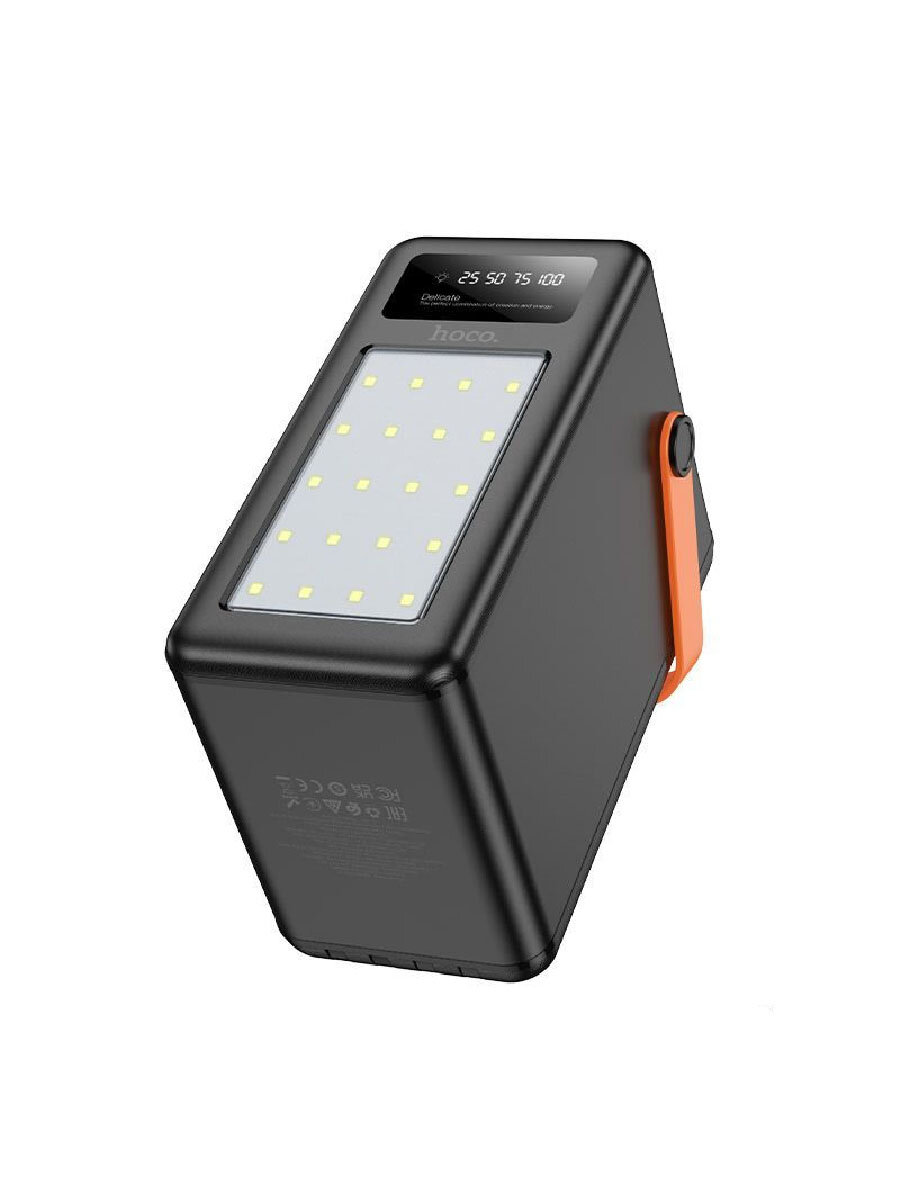Внешний аккумулятор Hoco DB120 120000mAh 22.5W 7 портов, 4 встроенных кабеля, с LED-дисплеем и фонарем, цвет Черный — фото 1