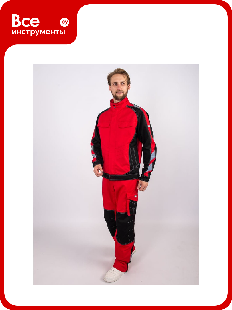 Костюм мужской Антекс Имидж куртка/брюки красный/черный р.52-54/182-188 ЕР-00000731