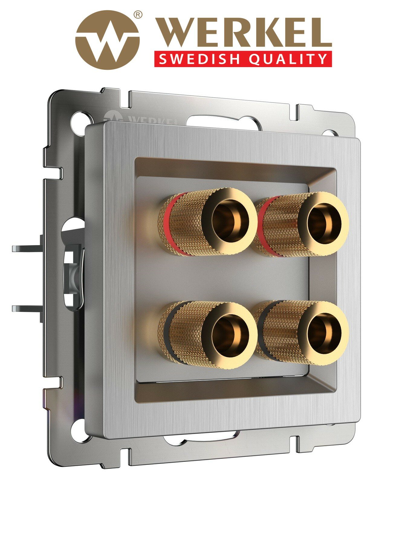 Акустическая розетка Werkel WL09-AUDIOx4 цвет cеребряный рифленый IP20