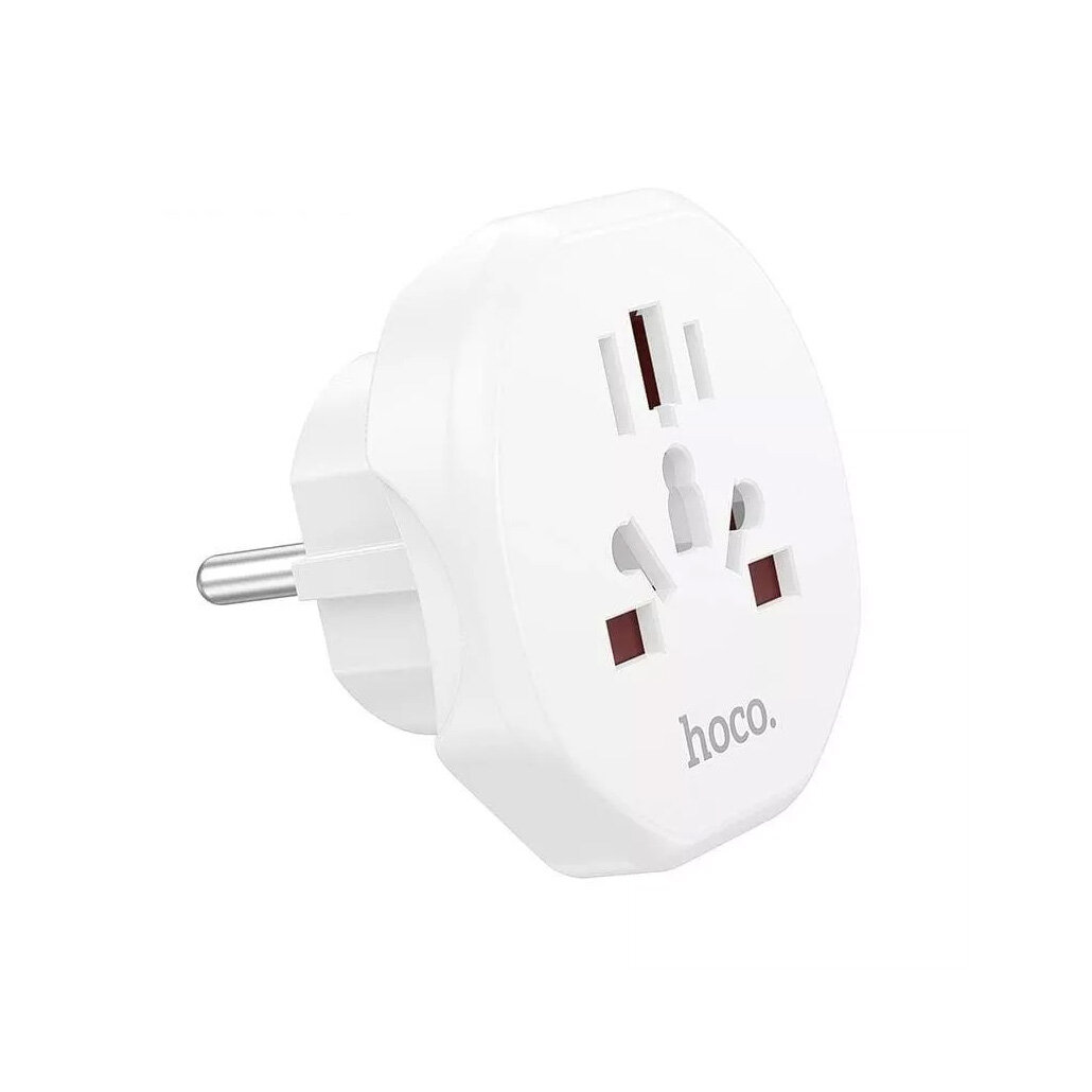 Hoco Сетевой переходник адаптер для евророзетки Hoco AC6 10А 250В белый