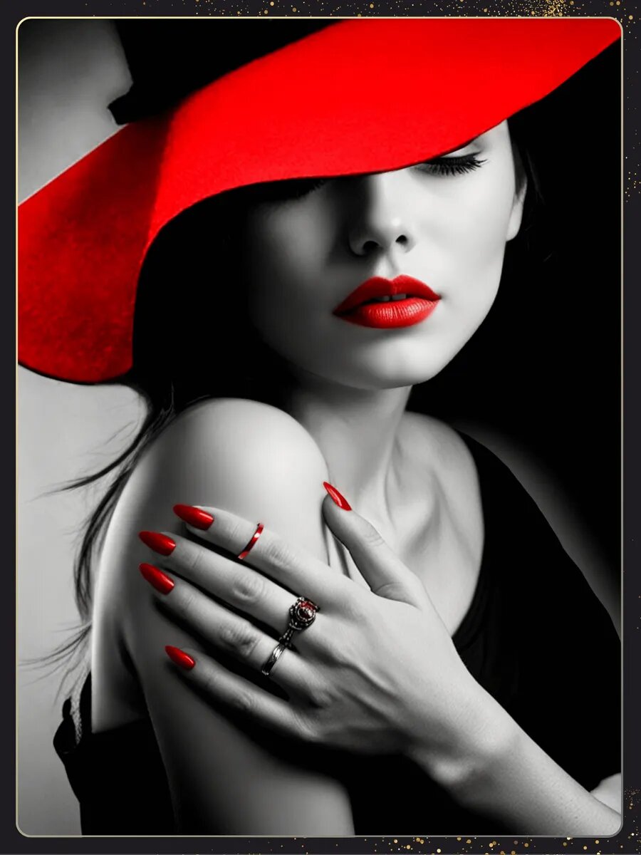 Алмазная мозаика на подрамнике «Загадочная девушка в шляпе»