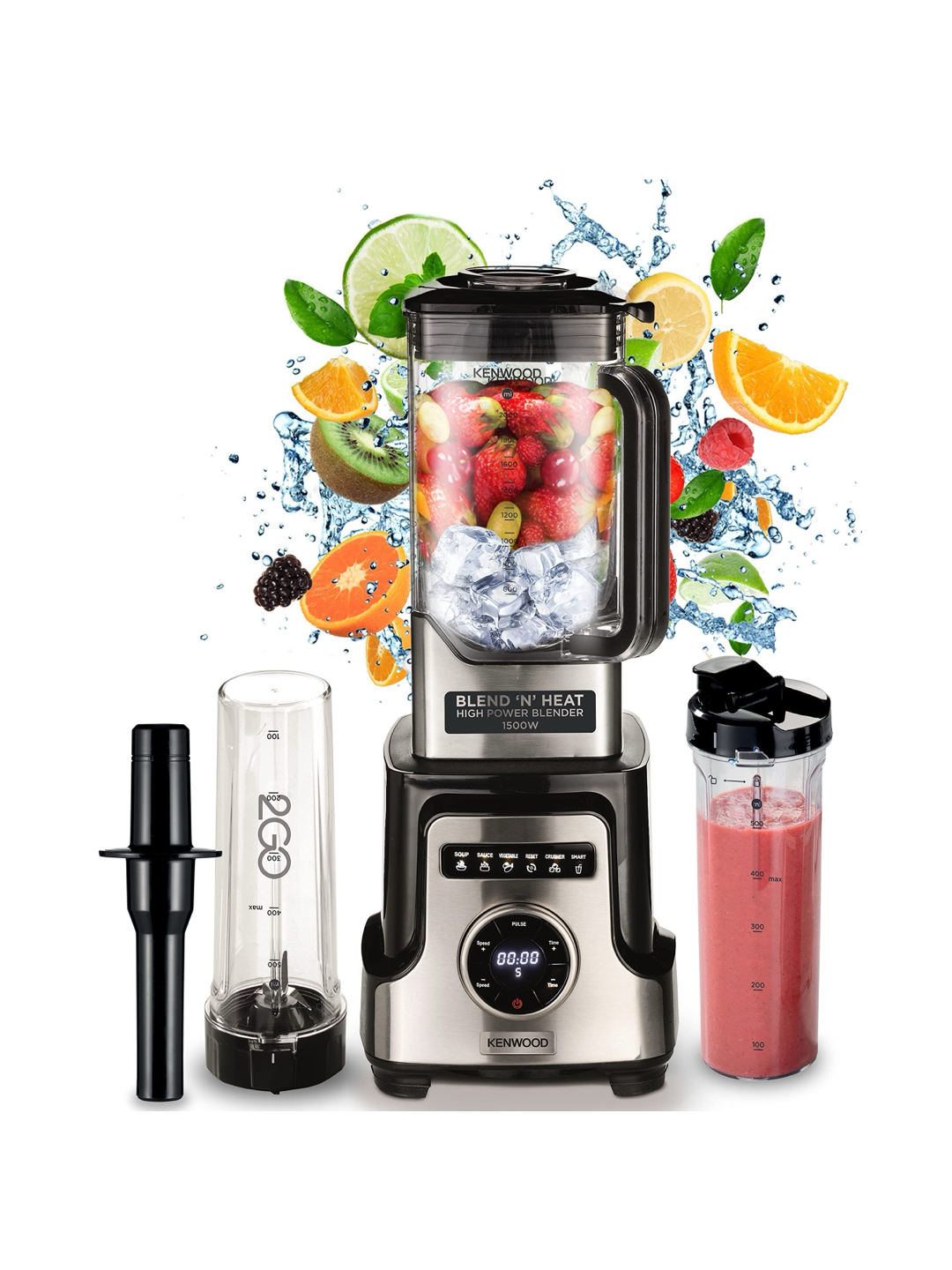 Блендер Kenwood Blend n Heat BLM92.920SS, пластик, мощность 1500Вт, 10 скоростей, чёрный