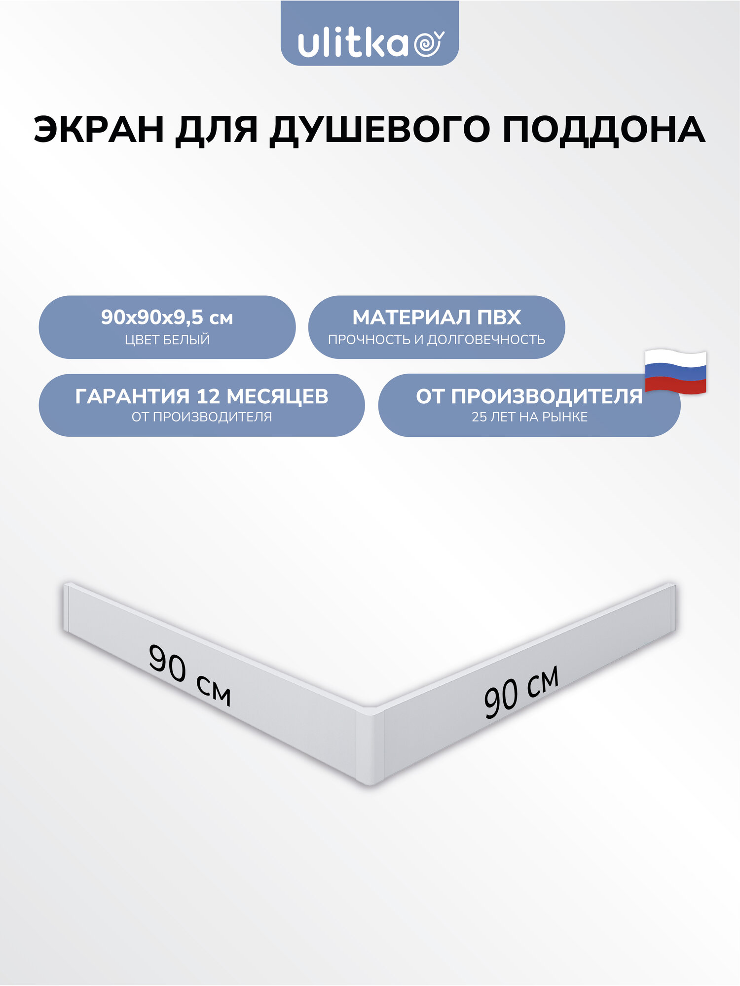 Экран для поддона Ulitka 90x90x95 см белый