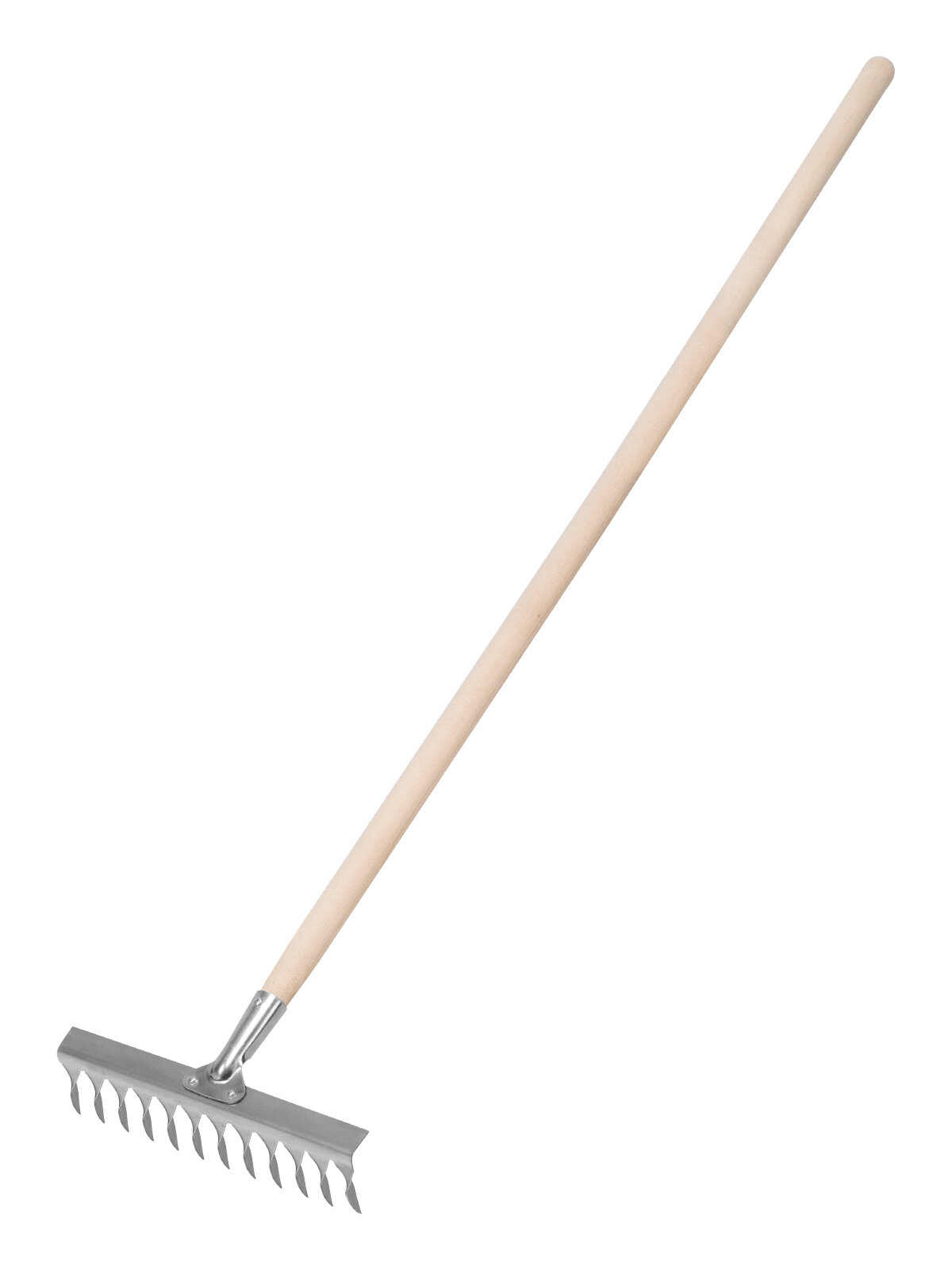Грабли Сибртех нержавеющая сталь 290х1300 мм 12 витых зубьев деревянный черенок 61754