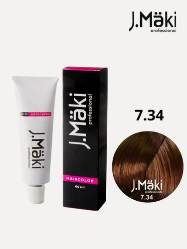Изображение товара Краска для волос 7.34 Золотисто-медный; J.MAKI PROFESSIONAL 60 мл