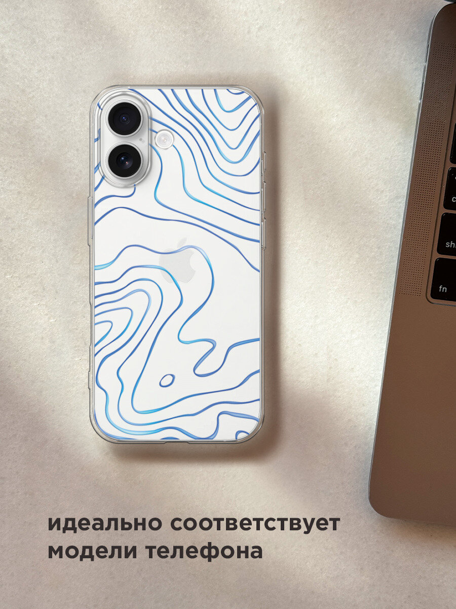 Чехол на Apple iPhone 17 / Айфон 17 с принтом Blue lines, прозрачный — фото 1