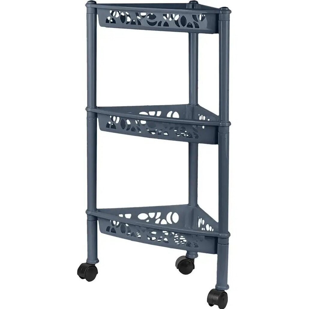Этажерка угловая Keeplex Light на колесиках 3 секции 38.3х2х69 см пластик цвет космический серый