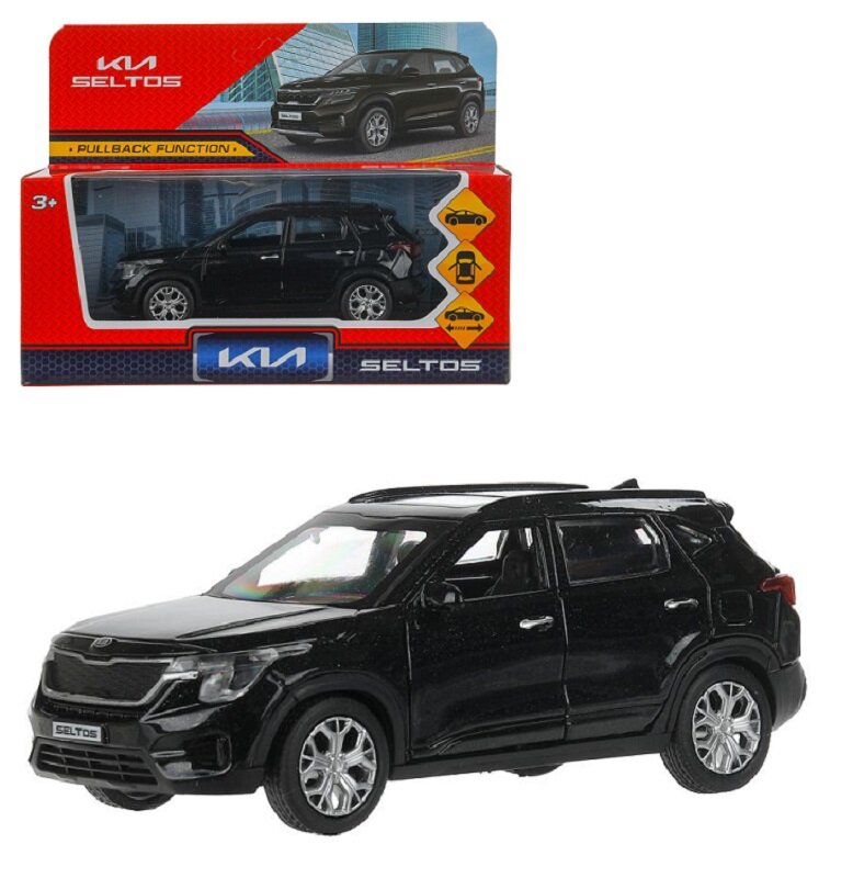 Модель Kia Seltos 12 см, металл, двери, багаж, инерц, черный,