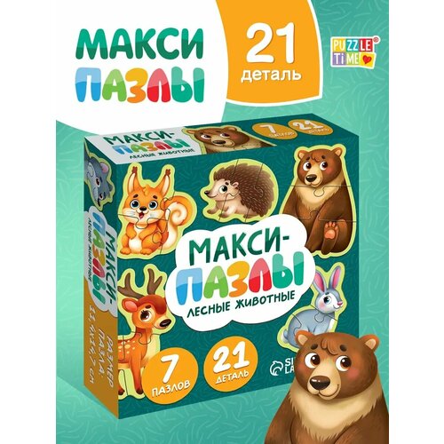 фото Пазл макси puzzle time "лесные животные" 7 пазлов, 21 деталь, развивающий