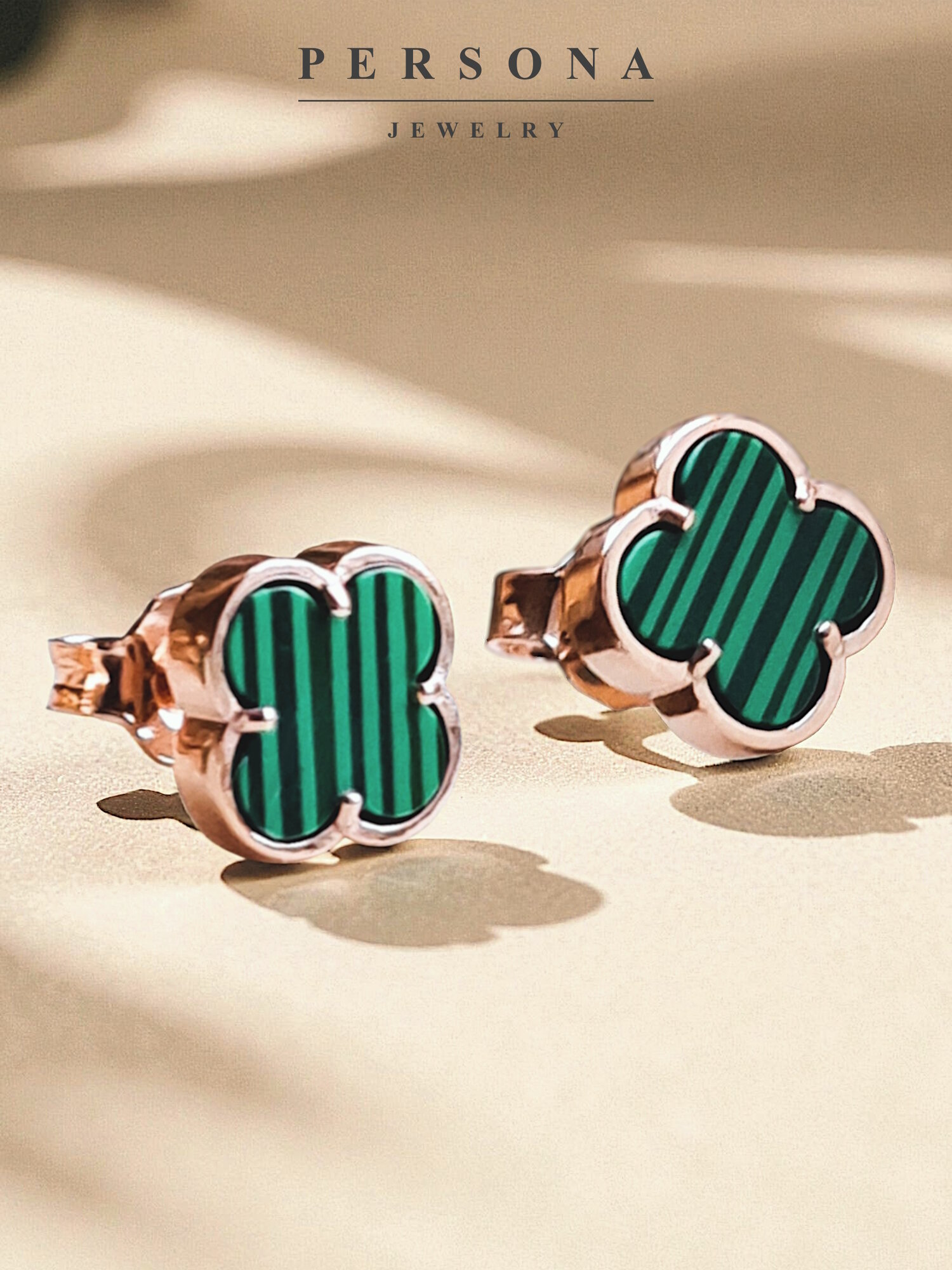 Серьги пусеты, серебро, 925 проба, золочение, малахит синтетический